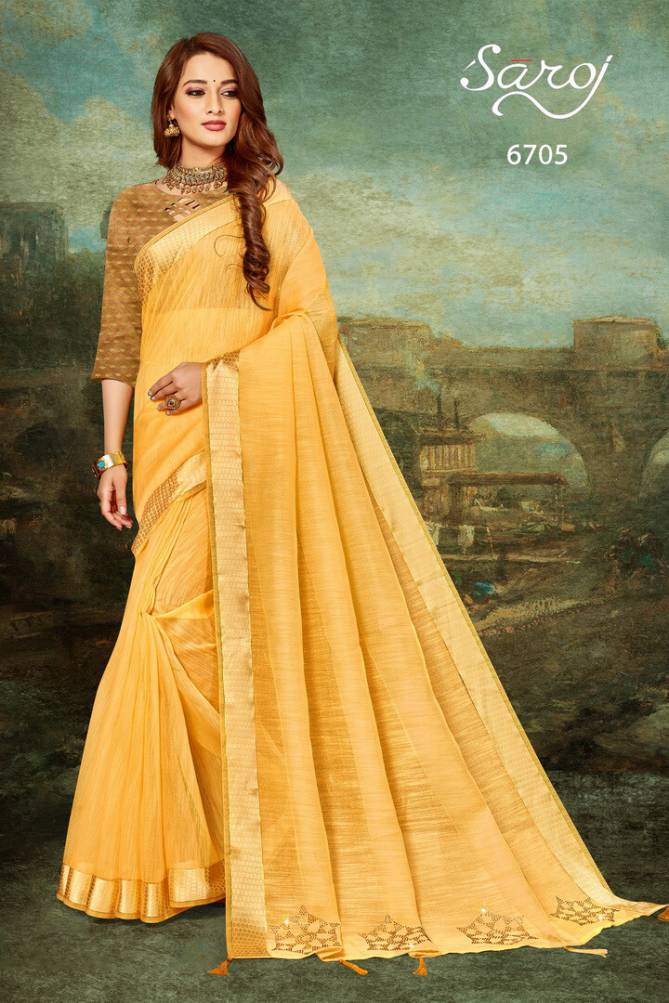 Saroj Jalwaa 5 Fancy Ethnic Wear Linen Cotton Designer Saree Collection